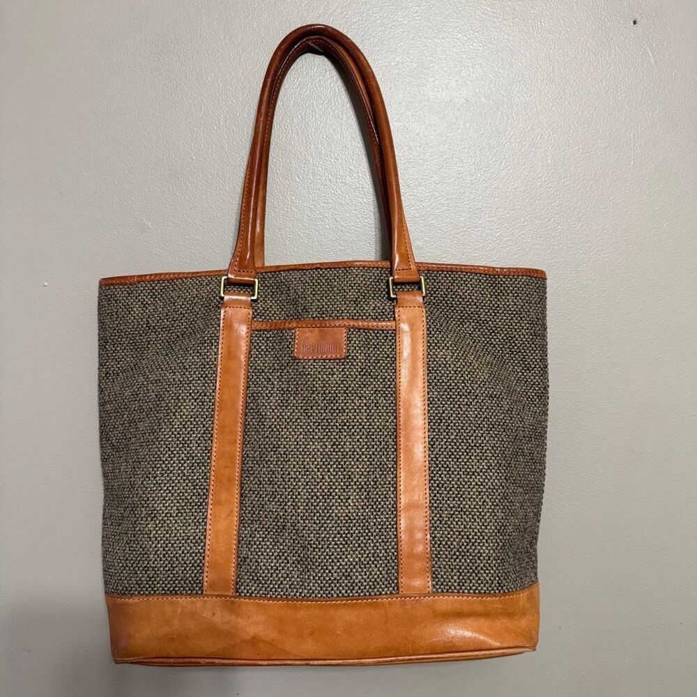 Hartmann vintage tweed and leather tote